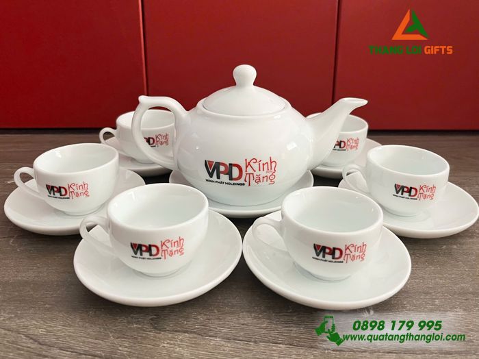Bộ ấm chén trà in logo làm quà tặng cuối năm doanh nghiệp