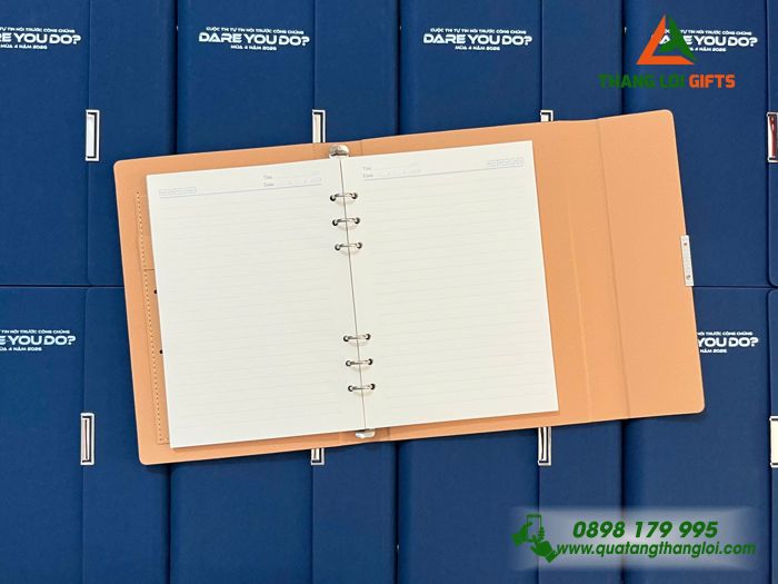 Sổ c&ograve;ng 6 lỗ inox in khắc logo c&ocirc;ng ty theo y&ecirc;u cầu