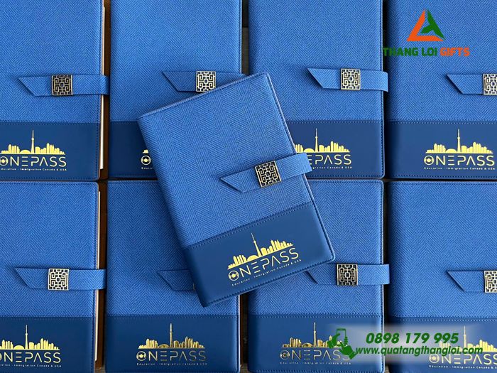 Sổ tay bìa da còng tổ ong in logo ST-02