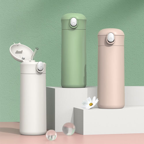 Bình giữ nhi&ecirc;̣t inox nắp b&acirc;̣t in logo theo y&ecirc;u c&acirc;̀u