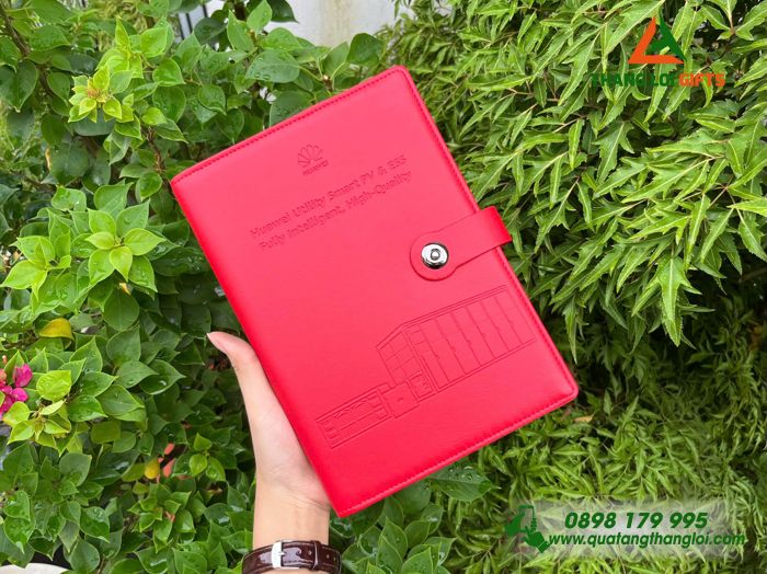 Sổ tay bìa còng da PU in logo công ty