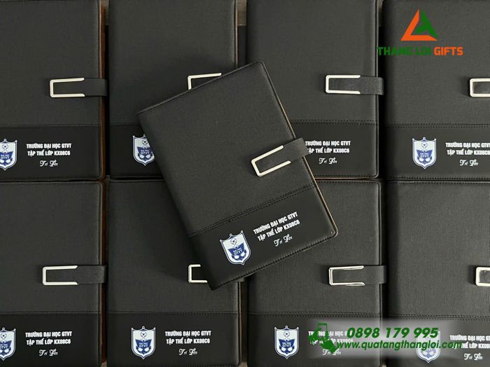 Sổ tay b&igrave;a da cao cấp in logo trường học