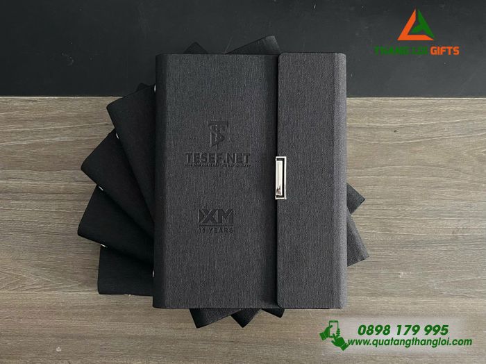 Sổ da PU ép dập logo công ty theo yêu cầu
