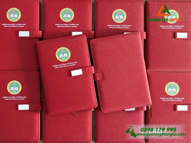 Sổ tay da dán gáy gập 2 in logo ST-06