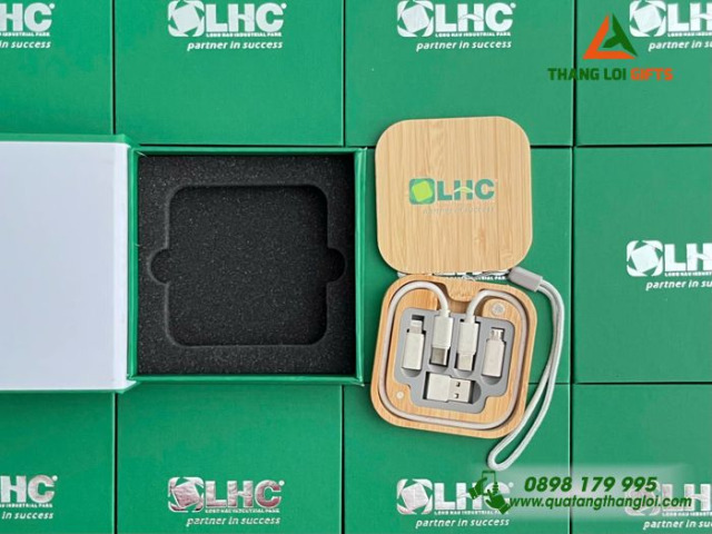 Bộ chuyển đổi cáp sạc nhanh gỗ tre
