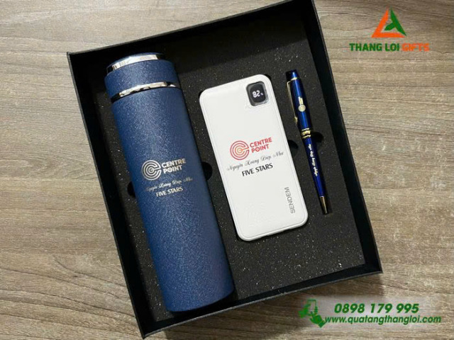 Bộ quà tặng Bình giữ nhiệt + Bút ký + Pin sạc GS-30
