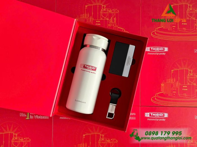 Bộ quà tặng Bình giữ nhiệt + Namecard + Móc khóa GS-10
