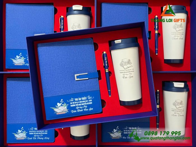 Bộ quà tặng thầy cô Sổ tay + Bút ký + Ly giữ nhiệt GS-11