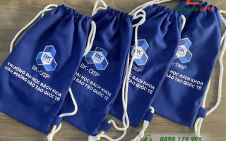 Túi Vải Dây Rút In Logo Bách Khoa TPHCM Làm Quà Tặng Trường Học