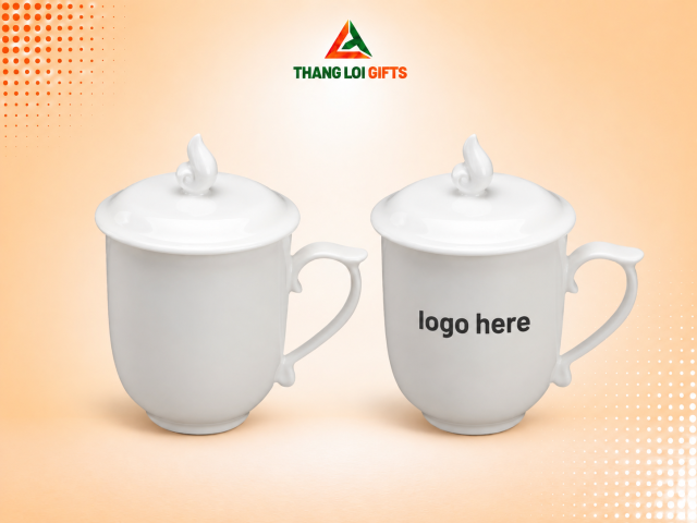 Ly sứ bầu mẫu đơn in logo thương hiệu LS-05