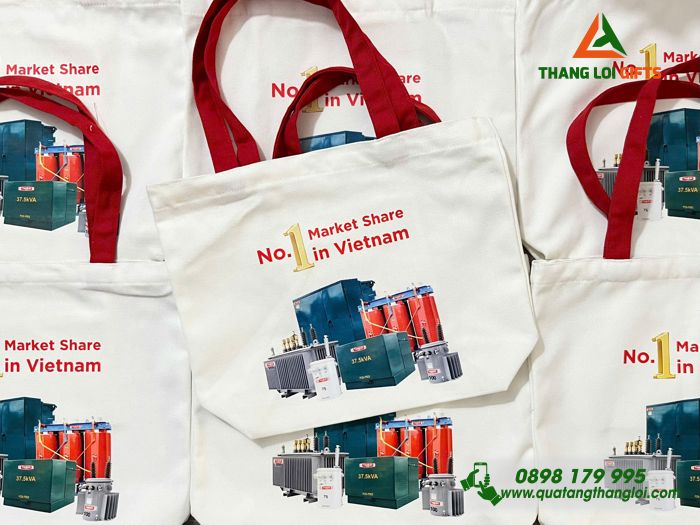 T&uacute;i vải canvas in ấn logo c&ocirc;ng ty THIBIDI