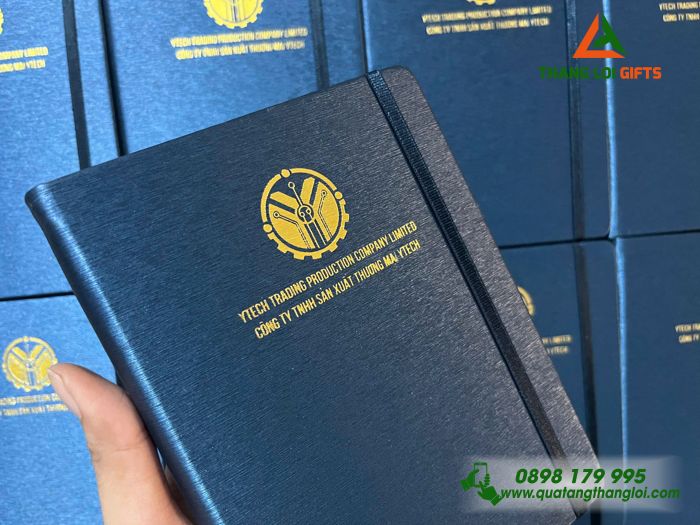 Sổ tay da &eacute;p kim logo c&ocirc;ng ty theo y&ecirc;u cầu